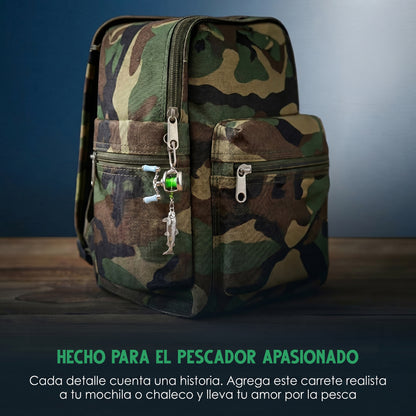 Collar con carrete de pesca funcional • Mecanismo de giro real