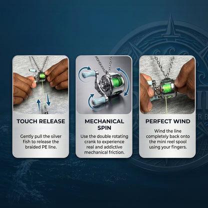 Functional Fishing Reel Necklace • Real Spinning Mechanism