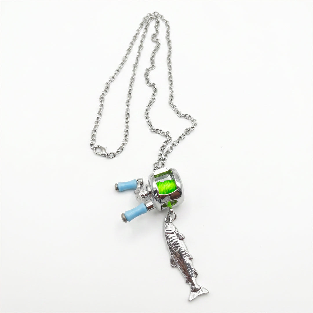 Functional Fishing Reel Necklace • Real Spinning Mechanism