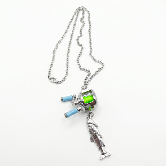 Functional Fishing Reel Necklace • Real Spinning Mechanism