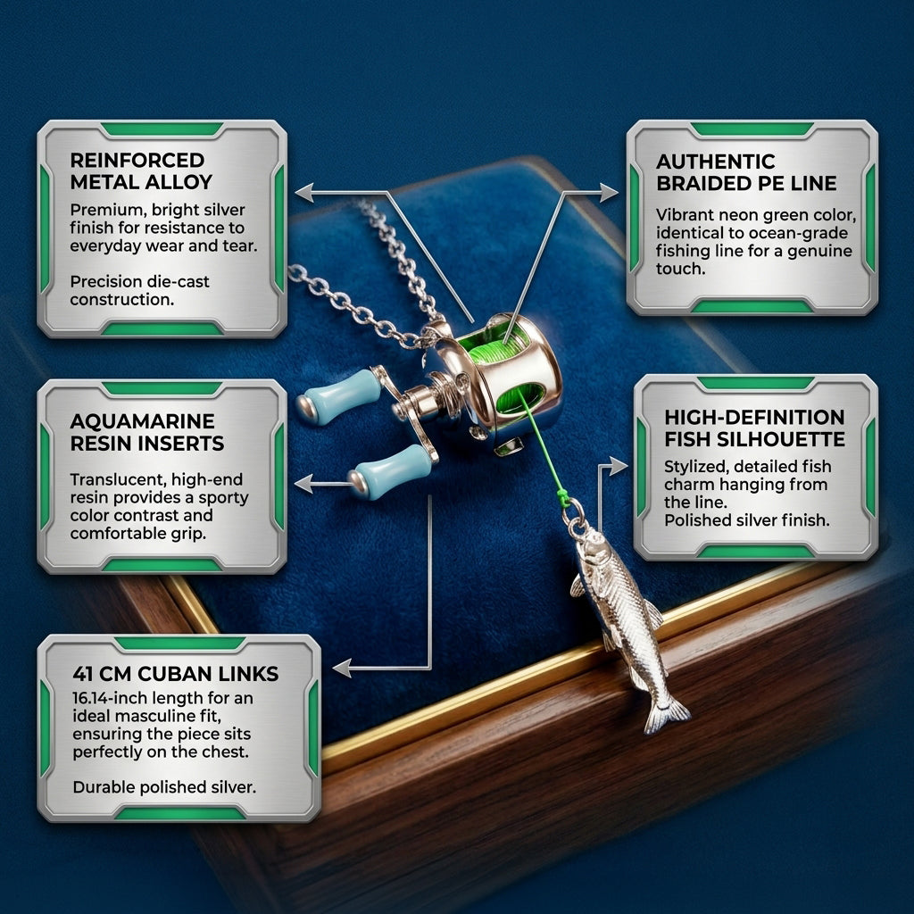 Functional Fishing Reel Necklace • Real Spinning Mechanism